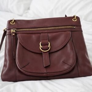 FOSSIL Elegant Brown Leather Shoulder Bag